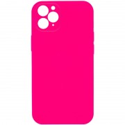 Silicone Case Square Full Camera Protective (AA) NOLOGO для Apple iPhone 11 Pro Max (6.5") Рожевий / Barbie pink