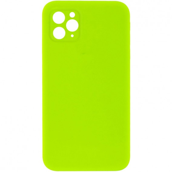 Чехол Silicone Case Square Full Camera Protective (AA) NOLOGO для Apple iPhone 11 Pro Max (6.5 дюйма) Салатовый / Neon green