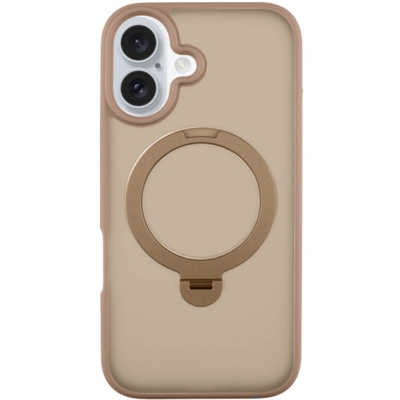 TPU+PC чохол Metal Buttons with MagSafe Colorful HQ Ring для Apple iPhone 16 (6.1") Rose Gold
