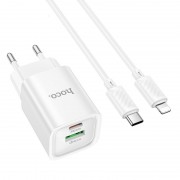 СЗУ Hoco C149A Charm PD30W+QC3.0 (1USB-A/1C) + кабель Type-C to Lightning White