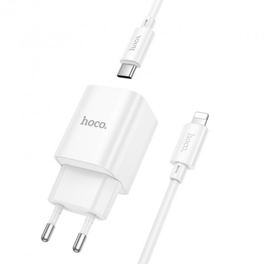 СЗУ Hoco C149A Charm PD30W+QC3.0 (1USB-A/1C) + кабель Type-C to Lightning White - изображение 2