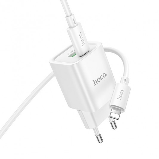 СЗУ Hoco C149A Charm PD30W+QC3.0 (1USB-A/1C) + кабель Type-C to Lightning White - изображение 3