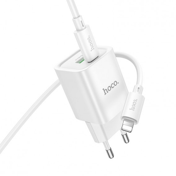 Блок живлення Hoco C149A Charm PD30W+QC3.0 (1USB-A/1C) + кабель Type-C to Lightning White