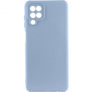 Чехол TPU GETMAN Liquid Silk Full Camera для Samsung Galaxy A12 Голубой / Lilac Blue