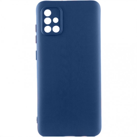 Чехол TPU GETMAN Liquid Silk Full Camera для Samsung Galaxy A51 Синий / Navy Blue