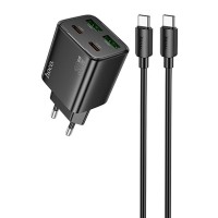 Блок питания Hoco N56 Fundador PD30W four-port (2USB-A/2C) + кабель Type-C to Type-C Black