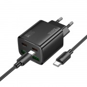 МЗП Hoco N56 Fundador PD30W four-port (2USB-A/2C) + кабель Type-C to Type-C Black