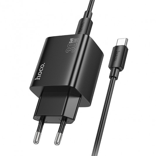 МЗП Hoco N56 Fundador PD30W four-port (2USB-A/2C) + кабель Type-C to Type-C Black - зображення 2 