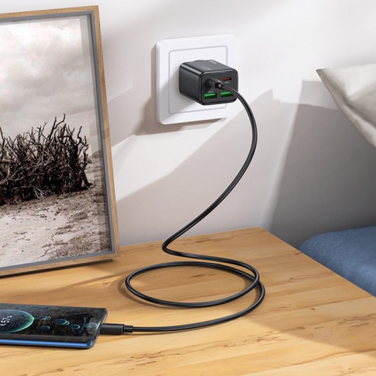 МЗП Hoco N56 Fundador PD30W four-port (2USB-A/2C) + кабель Type-C to Type-C Black - зображення 4 