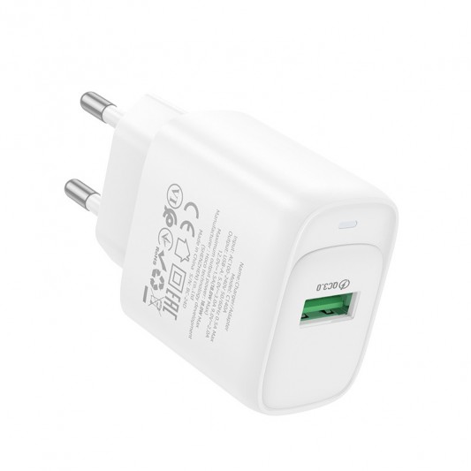 МЗП Hoco C140A Smart QC3.0 18W (1USB-A) White - зображення 3 