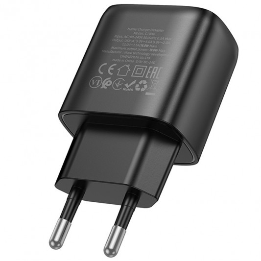 СЗУ Hoco C140A Smart QC3.0 18W (1USB-A) Black - изображение 3