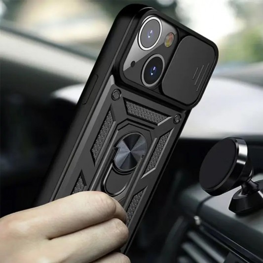 Ударостійкий чохол Camshield Serge Ring для Apple iPhone 13 (6.1") Чорний - зображення 1 