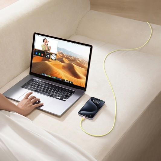 Дата кабель Baseus Discolor Series Fast Charging Type-C to Type-C 100W (1m) (P10374902) Custard Yellow - изображение 3