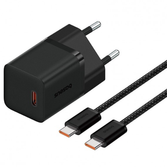 Блок питания Baseus GaN5 Fast Charger (mini) 30W (1USB-C) + кабель Type-C to Type-C (P10110902) Cluster Black