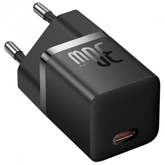 СЗУ Baseus GaN5 Fast Charger (mini) 30W (1USB-C) + кабель Type-C to Type-C (P10110902) Cluster Black - изображение 4