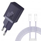 МЗП Baseus GaN5 Fast Charger (mini) 30W (1USB-C) + кабель Type-C to Type-C (P10110902) Midnight Purple МЗП Baseus GaN5 Fast Charger (mini) 30W (1USB-C) + кабель Type-C to Type-C (P10110902) Midnight Purple