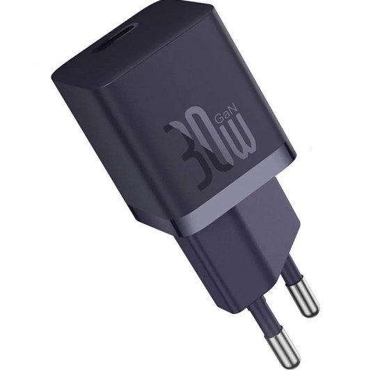 СЗУ Baseus GaN5 Fast Charger (mini) 30W (1USB-C) + кабель Type-C to Type-C (P10110902) Midnight Purple - изображение 1