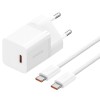 Блок живлення Baseus GaN5 Fast Charger (mini) 30W (1USB-C) + кабель Type-C to Type-C (P10110902) Moon White