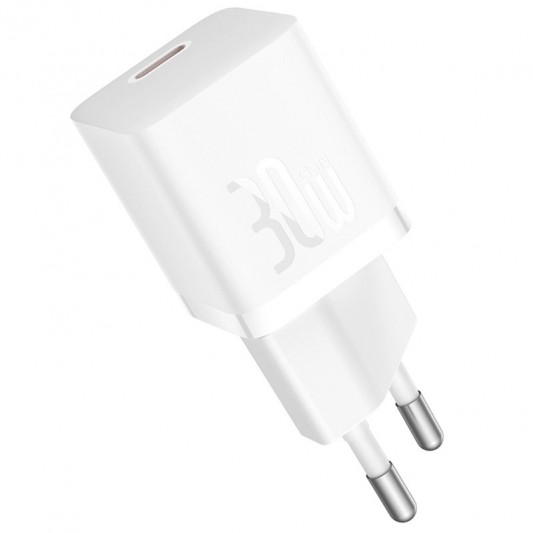 СЗУ Baseus GaN5 Fast Charger (mini) 30W (1USB-C) + кабель Type-C to Type-C (P10110902) Moon White - изображение 3