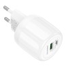 Блок живлення Borofone BA93A Lustrous PD20W+QC3.0 (1USB-A/1C) White