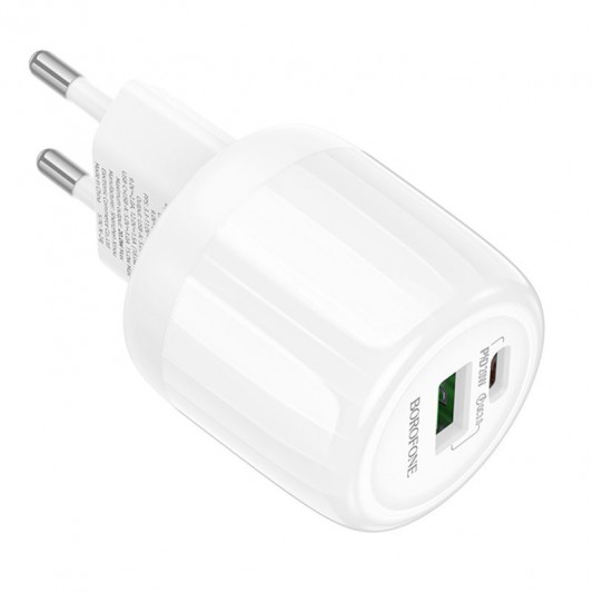 СЗУ Borofone BA93A Lustrous PD20W+QC3.0 (1USB-A/1C) White - изображение 2