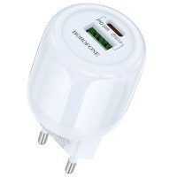 Блок живлення Borofone BA93A Lustrous PD20W+QC3.0 (1USB-A/1C) Blue