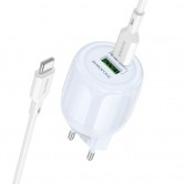 МЗП Borofone BA93A Lustrous PD20W+QC3.0 (1USB-A/1C) + кабель Type-C to Type-C Blue МЗП Borofone BA93A Lustrous PD20W+QC3.0 (1USB-A/1C) + кабель Type-C to Type-C Blue