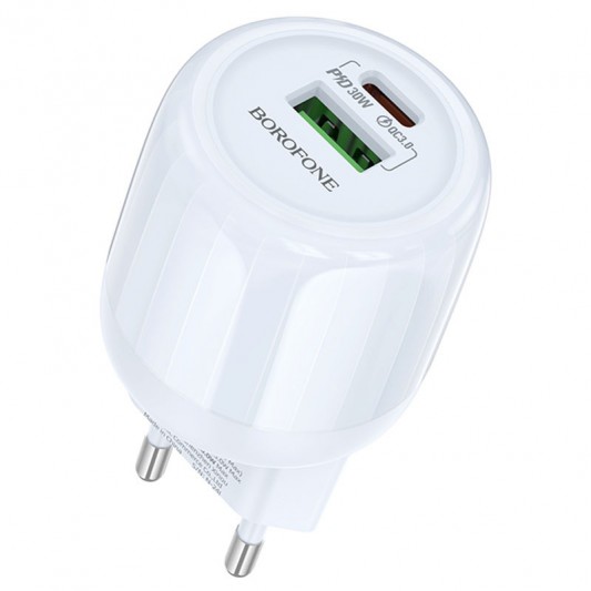 СЗУ Borofone BA94A Lustrous PD30W+QC3.0 (1USB-A/1C) Blue
