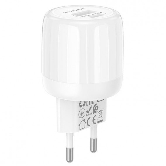 Блок живлення Borofone BA94A Lustrous PD30W+QC3.0 (1USB-A/1C) White