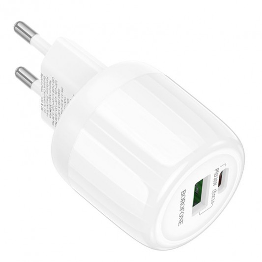 СЗУ Borofone BA94A Lustrous PD30W+QC3.0 (1USB-A/1C) White - изображение 2