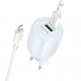 МЗП Borofone BA94A Lustrous PD30W+QC3.0 (1USB-A/1C) + кабель Type-C to Lightning Blue МЗП Borofone BA94A Lustrous PD30W+QC3.0 (1USB-A/1C) + кабель Type-C to Lightning Blue