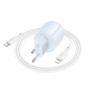 МЗП Borofone BA94A Lustrous PD30W+QC3.0 (1USB-A/1C) + кабель Type-C to Lightning Blue
