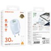 Блок живлення Borofone BA94A Lustrous PD30W+QC3.0 (1USB-A/1C) + кабель Type-C to Lightning Blue