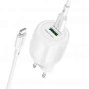 СЗУ Borofone BA94A Lustrous PD30W+QC3.0 (1USB-A/1C) + кабель Type-C to Type-C White