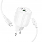 СЗУ Borofone BA94A Lustrous PD30W+QC3.0 (1USB-A/1C) + кабель Type-C to Type-C White