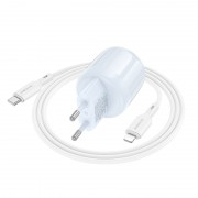 СЗУ Borofone BA93A Lustrous PD20W+QC3.0 (1USB-A/1C) + кабель Type-C to Lightning Blue