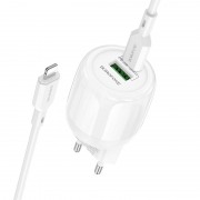 Блок питания Borofone BA93A Lustrous PD20W+QC3.0 (1USB-A/1C) + кабель Type-C to Lightning White