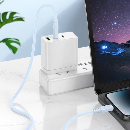 Дата кабель Borofone BX115 Lotto USB to Type-C 3A (1m) Blue - изображение 4