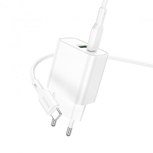 СЗУ Borofone BA88A Navy PD20W+QC3.0 (1USB-A/1C) + кабель Type-C to Type-C White - изображение 1