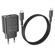 МЗП Borofone BA88A Navy PD20W+QC3.0 (1USB-A/1C) + кабель Type-C to Type-C Black