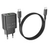 Блок питания Borofone BA88A Navy PD20W+QC3.0 (1USB-A/1C) + кабель Type-C to Type-C Black