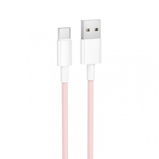 Дата кабель Borofone BX117 Source USB to Type-C 3A (1m) Pink
