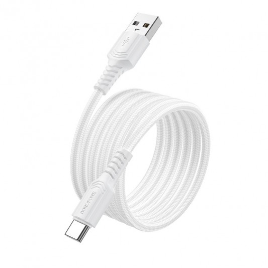 Дата кабель Borofone BX116 Certain USB to Type-C 3A (1m) White - зображення 1 