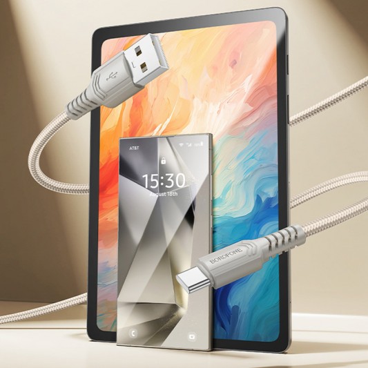 Дата кабель Borofone BX116 Certain USB to Type-C 3A (1m) Gray - изображение 2