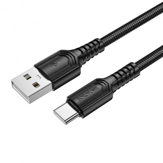 Дата кабель Borofone BX116 Certain USB to Type-C 3A (1m) Black - зображення 1 