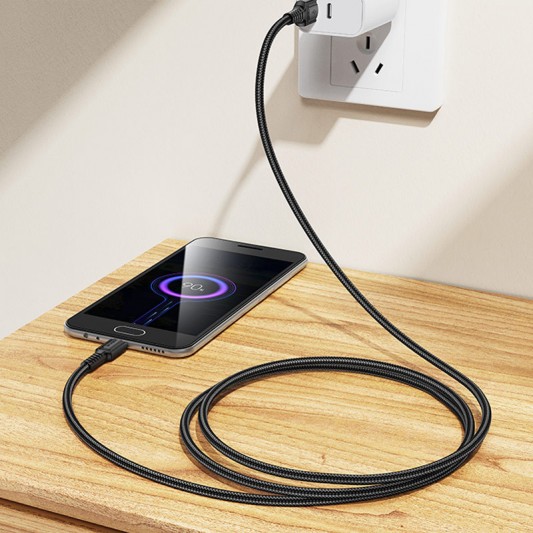Дата кабель Borofone BX116 Certain USB to Type-C 3A (1m) Black - зображення 2 