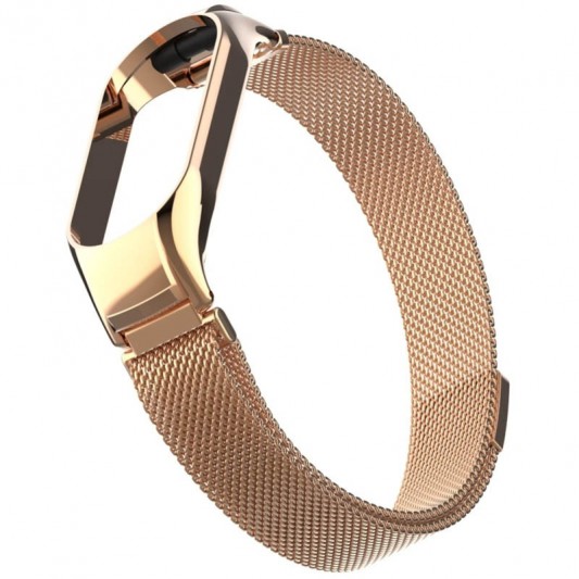 Ремінець Milanese Loop Design для Xiaomi Mi Band 8 Pink Gold - зображення 1 