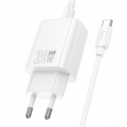 СЗУ Hoco N61 Gentle PD20W+QC3.0 (1USB-A/1C) + кабель Type-C to Type-C White