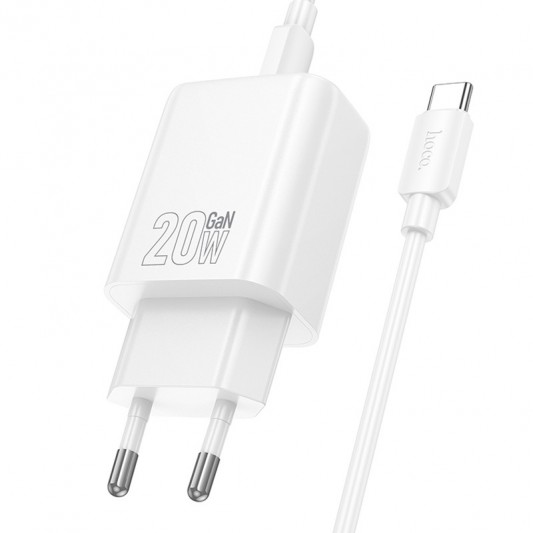СЗУ Hoco N61 Gentle PD20W+QC3.0 (1USB-A/1C) + кабель Type-C to Type-C White - изображение 2