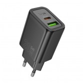 Блок живлення Hoco N61 Gentle PD20W+QC3.0 (1USB-A/1C) Black Блок живлення Hoco N61 Gentle PD20W+QC3.0 (1USB-A/1C) Black